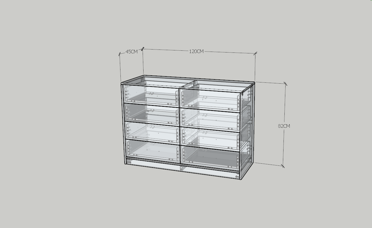 HAPPY FURNITURE , HEINEE - Tủ lưu trữ 8 ngăn kéo, THK_235 , 120cm x 45cm x 82cm DxRxC, sản phẩm phổ thông