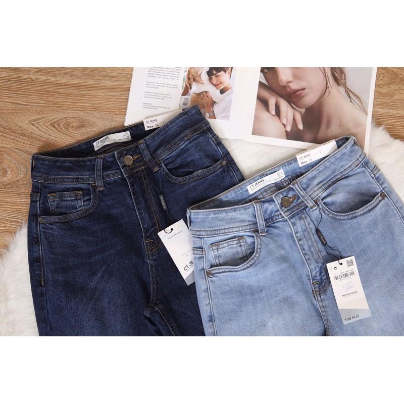 Quần jean boy trơn nữ cạp cao dáng mới vnxk