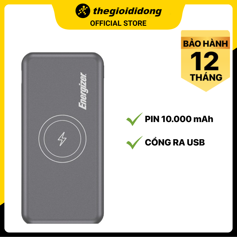 Pin sạc dự phòng không dây Polymer 10.000 mAh Type C PD QC3.0 Energizer QE10007PQ - Hàng chính hãng