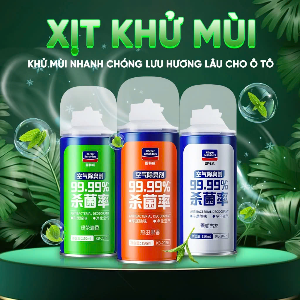 Chai Xịt Khử Mùi Khử Khuẩn Tự Động KC 99,98% – Dùng Cho Ô Tô, Điều Hòa, Phòng Ngủ Cực Hiệu Quả