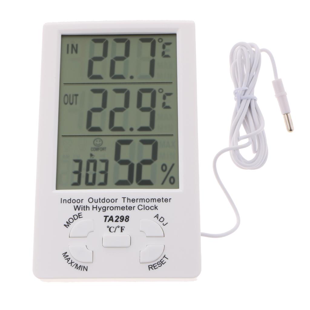 TA298 Digital Hygrometer Indoor Thermometer Humidity Gauge with Test Probe, Temperature Humidity MonitorProbe