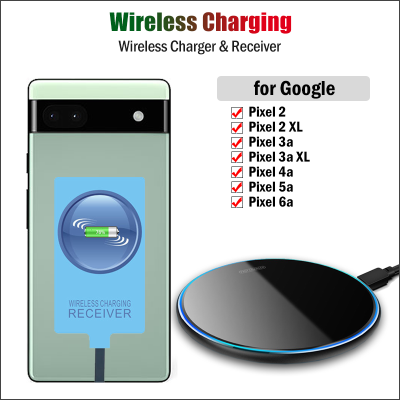 Bộ sạc và bộ thu không dây QI cho Google Pixel 6A 5A 4A 5G 2 3A XL Điện thoại Bộ điều hợp sạc không dây Đoạn kết