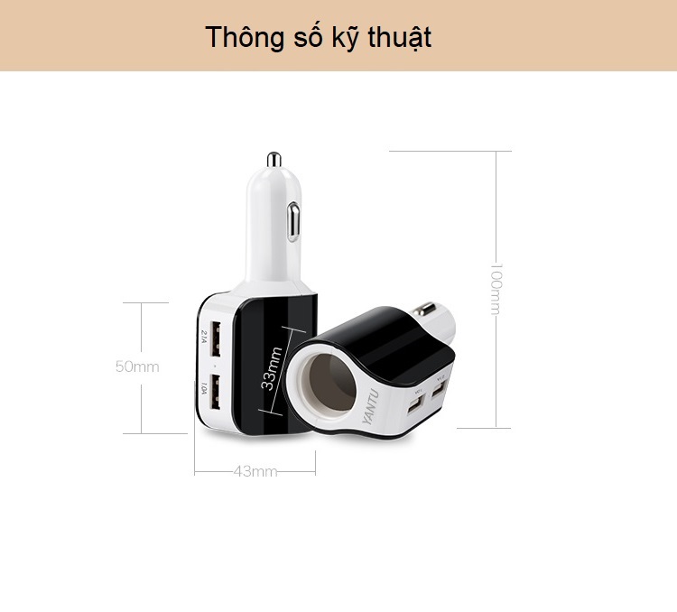 Tẩu sạc nhanh 3in1 thông minh cắm USB thông minh cao cấp A68