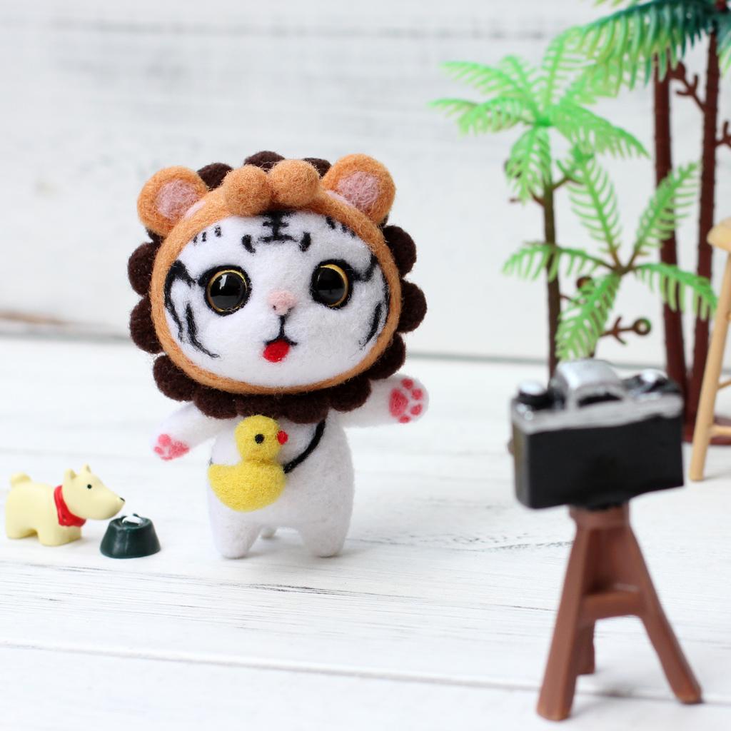 1 Set Cat Shape Felting Kit Felting Wool Handmade For Kids DIY Craft