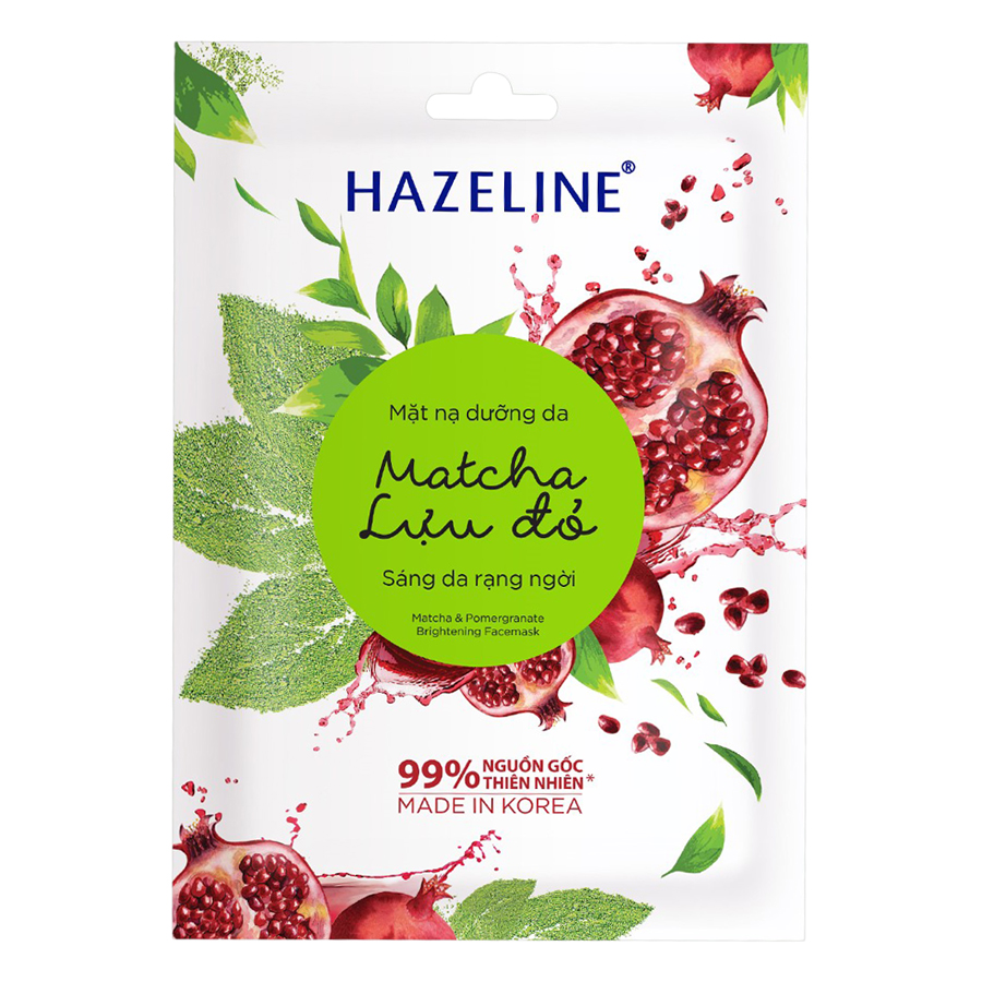 Mặt Nạ Dưỡng Trắng Hazeline Matcha &amp; Lựu Đỏ