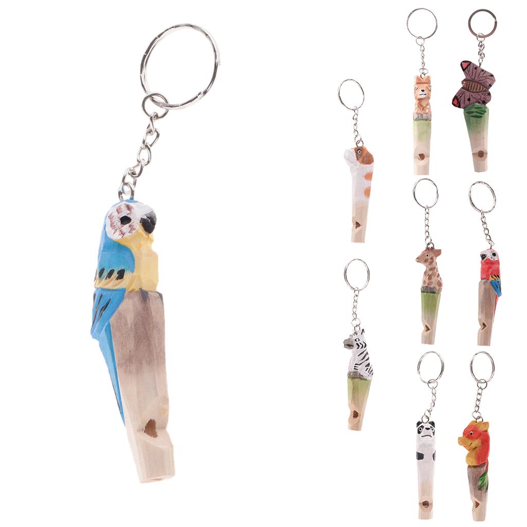Wooden Carved Animal Whistle Key Chain Key Rings Charms