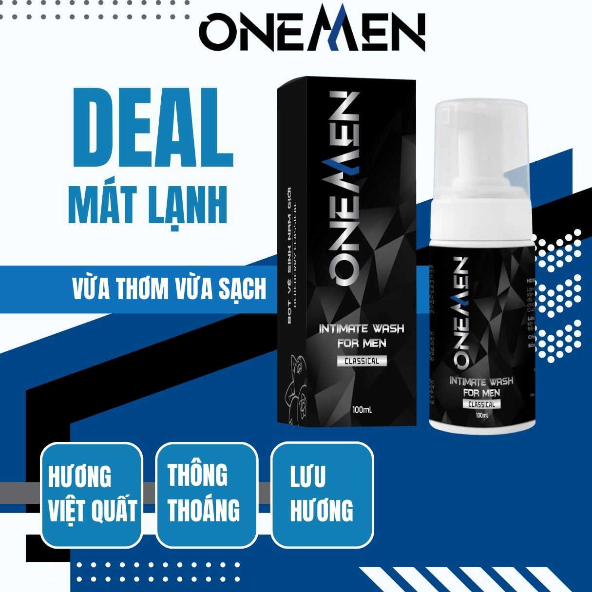 Bọt Vệ Sinh Nam Giới OneMen Dung Dịch Vệ Sinh Nam Tạo Bọt (100ml) Hương Nước Hoa Unisex