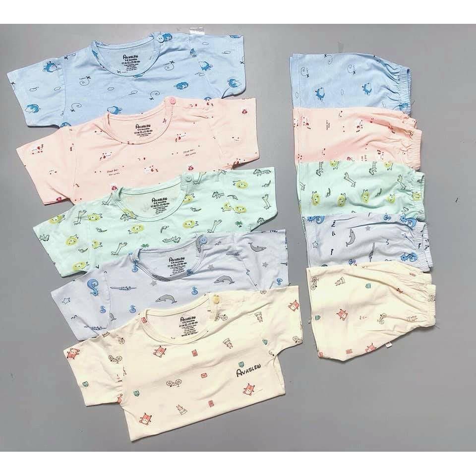 Bộ quần áo CỘC TAY cotton thun lạnh A3 Minky mom cho bé sơ sinh bé trai bé gái từ 0-18 tháng (Giao mẫu ngẫu nhiên)