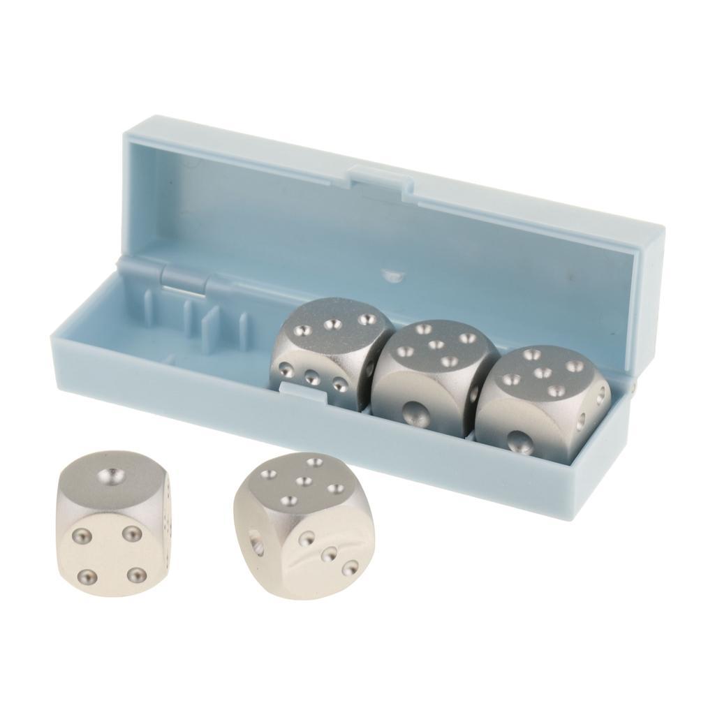 5pcs/set Aluminum Alloy Metal Silver Cube Dice Gift Role Play Games, Lightweight, durable and portable