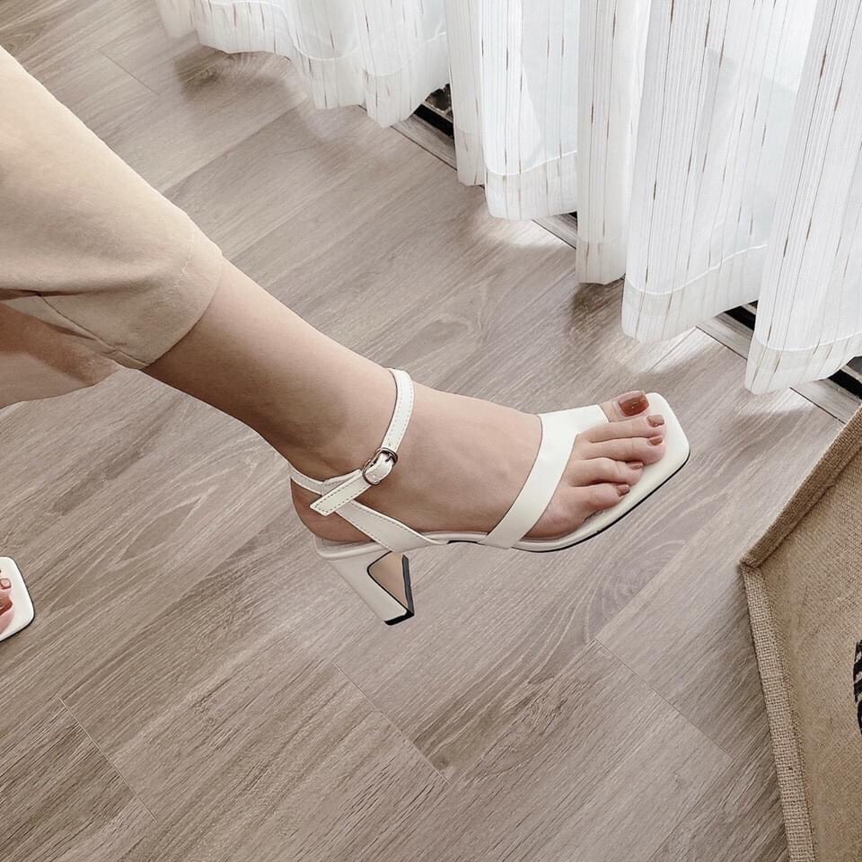 Sandal/ Giày Cao Gót Nữ Đẹp Xỏ Ngón Quai Chéo Đế Vuông 5Phân Phong Cách Hàn Quốc