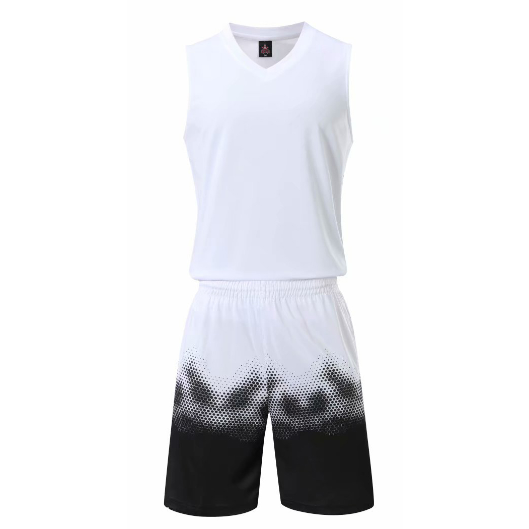 Bộ quần áo bóng rổ trơn Trắng - Bộ quần áo bóng rổ để in áo đội- Quần áo bóng rổ không logo - Mẫu 4-2021