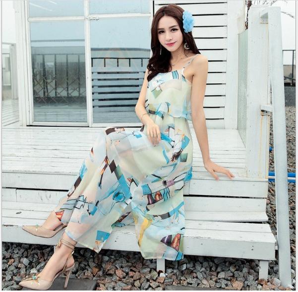 Đầm matxi dạo phố biển hoa văn GD8069A