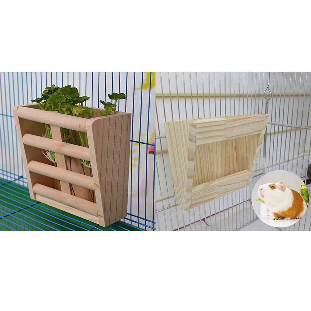 2 pcs Small Pet Guinea Pig Wooden Rack Feeder Hay Grass Nesting Holder