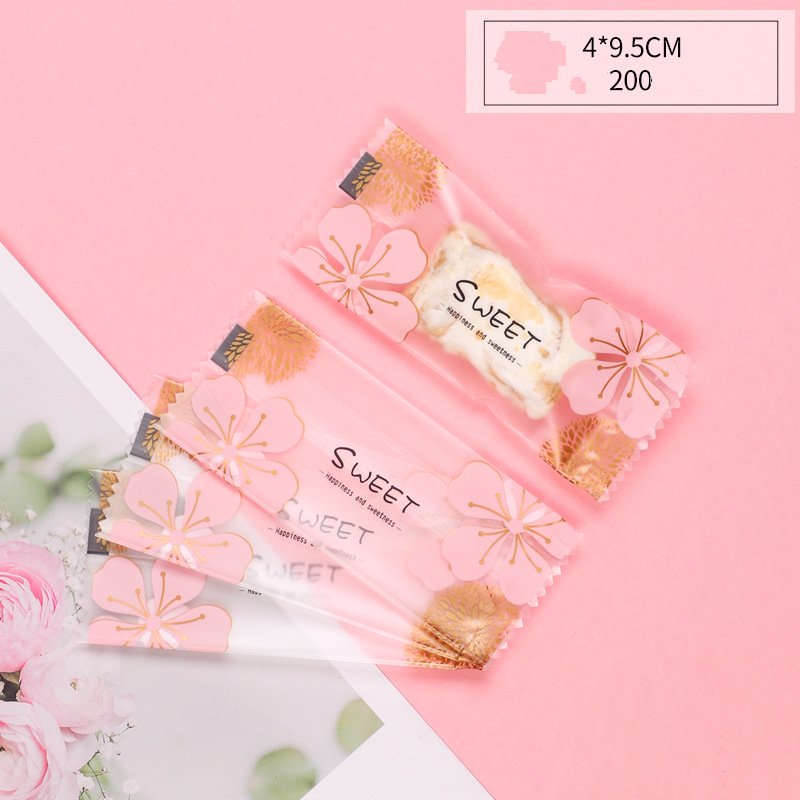 200c Túi đựng bánh Cookie, túi đựng kẹo Nougat, vỏ kẹo Size 4*9.5cm Sweet - túi hàn miệng