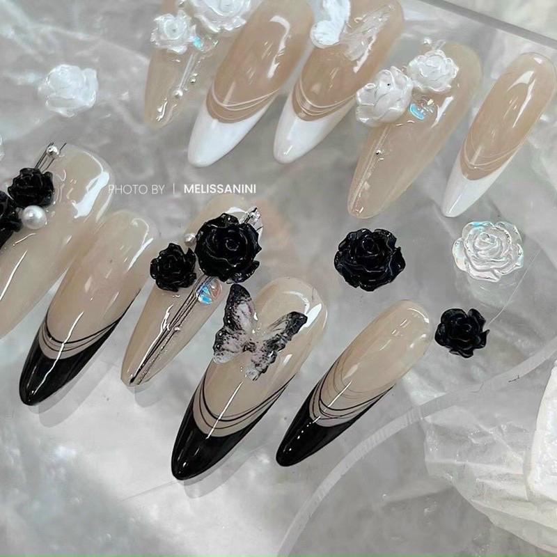 Sét Charm Hoa Hồng Làm Nail, 3D Cánh Bướm Huyền Bí Bằng Hợp Kim Cao Cấp, 5 Mẫu Độc Đáo Quyến Rũ Cho Nàng Thêm Xinh Nữ