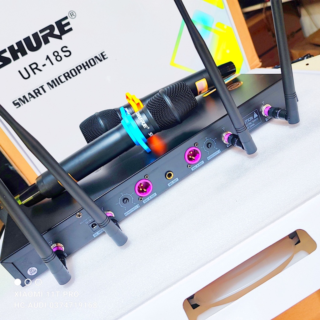 Xả kho lấy tương tác . .. Mic SHURE UR 18S UR18S loại 1 hộp sóng lớn vỉ tím 2 tụ lớn tự ngắt gia tốc dò sóng sạch , bốn