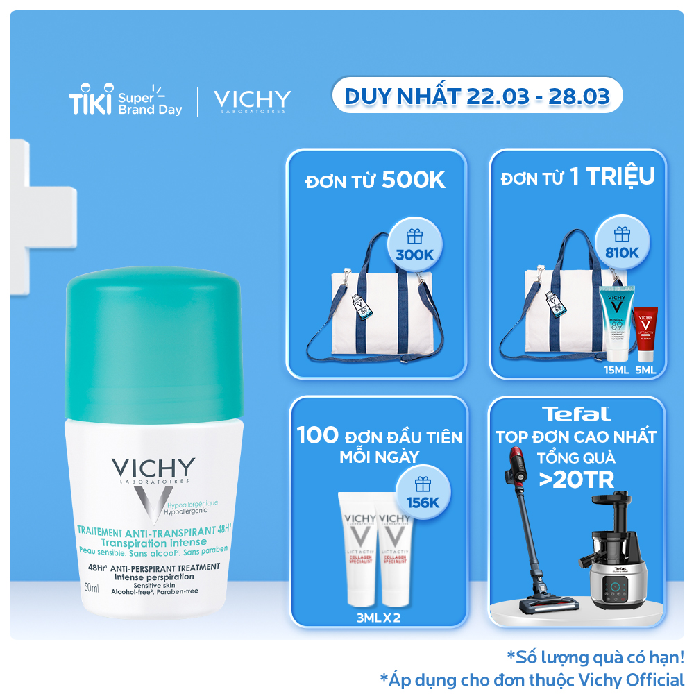 Lăn khử mùi và giúp khô thoáng vùng da dưới cánh tay 48h Vichy 50ml