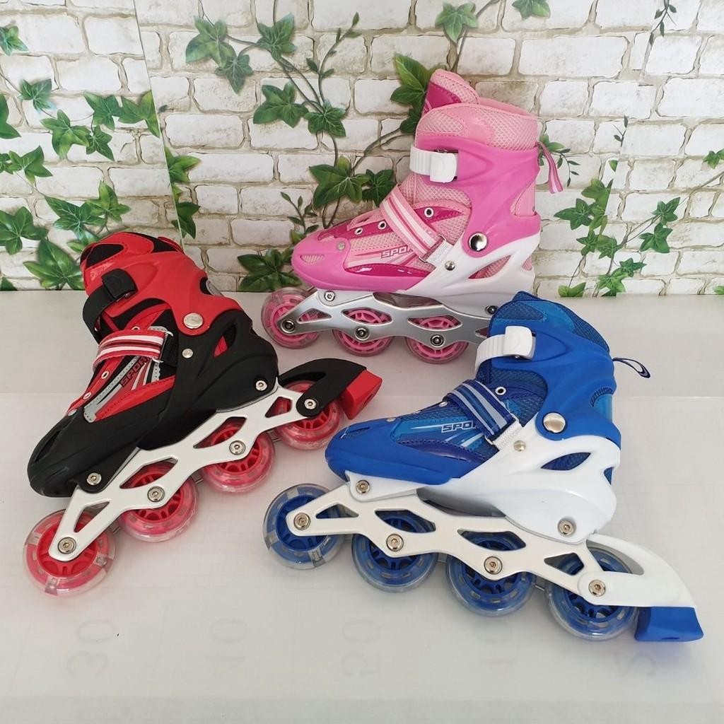 (ẢNH THẬT)-Giày Trượt Patin Trẻ Em 4 Bánh Dọc - Giày Trượt Patin Thể Thao Cao Cấp + Bộ Bảo Hộ Toàn Diện (Chân, Tay, Mũ
