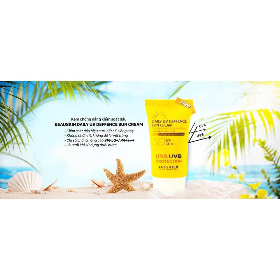 Kem Chống Nắng BEAUSKIN Daily Deffence Sun Cream 50ml SPF 50+ PA++++, Nâng Tone, Kiềm Dầu Hiệu Quả - BSSC0200210