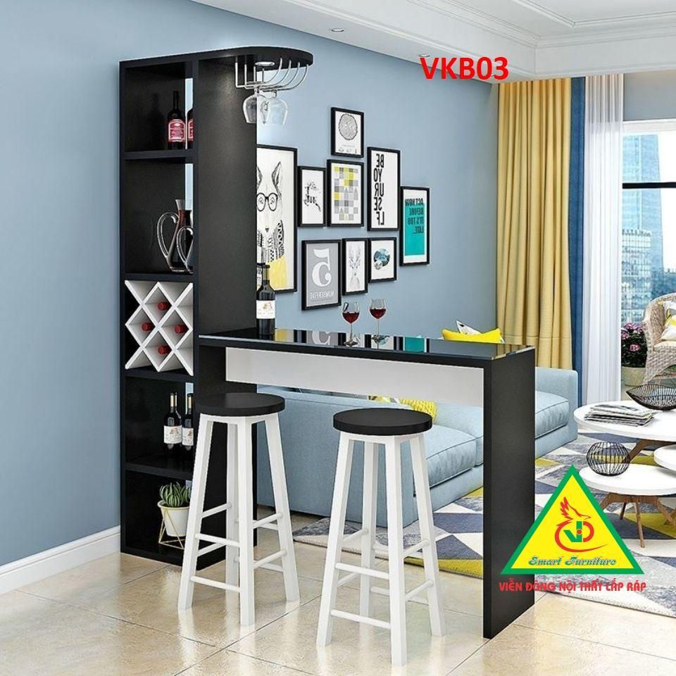 Quầy bar, quầy bar mini, quầy bar nhà bếp kết hợp tủ rượu VKB03 - Nội thất lắp ráp Viendong Adv