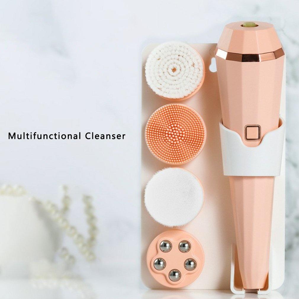 4 Trong 1 Điện Rửa Mặt Bàn Chải Siêu Âm Chống Nước Nhiều Đầu 3 Chế Độ Lỗ Chân Lông Rửa Dụng Cụ Chăm Sóc Da Rửa Mặt massage