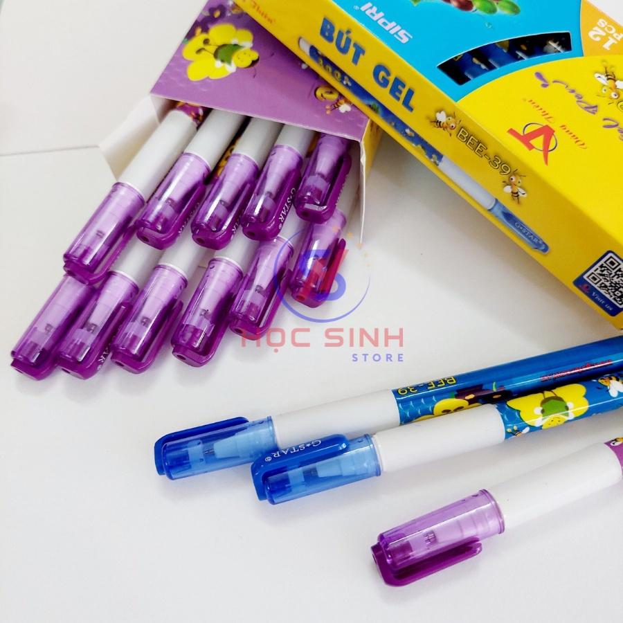 Hộp 12 Cây Bút Gel Bee-39 0.5mm Gstar Mực Xanh, Tím Đậm, Thơm Hương Nho