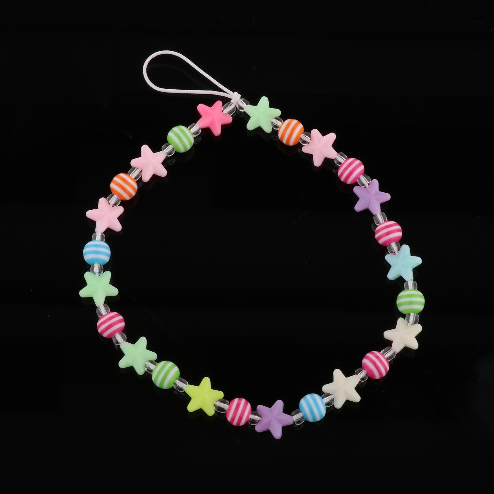 2- Beaded Phone Lanyard Handmade Colorful Resin Beads Key Chain for Women