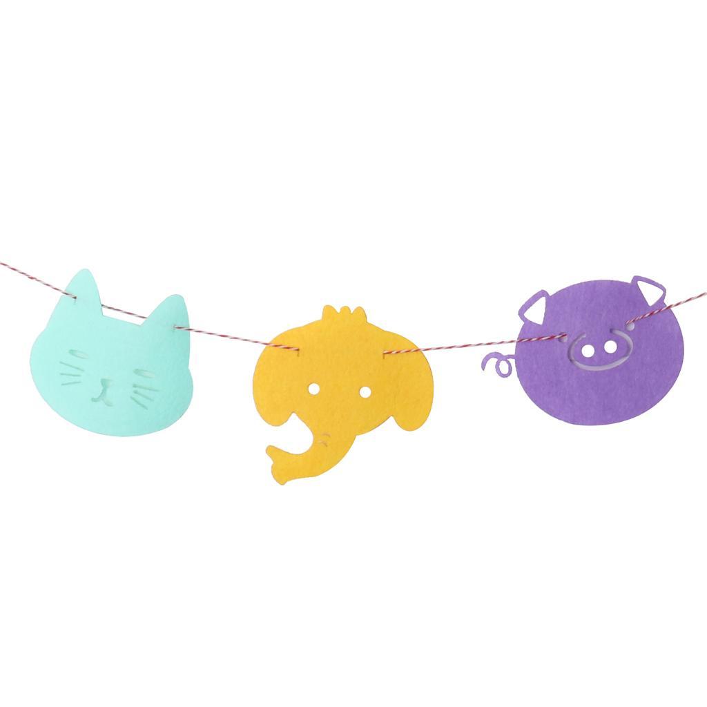 Cute Animal Bunting Banner Birthday Christening Party Hanging Decoration
