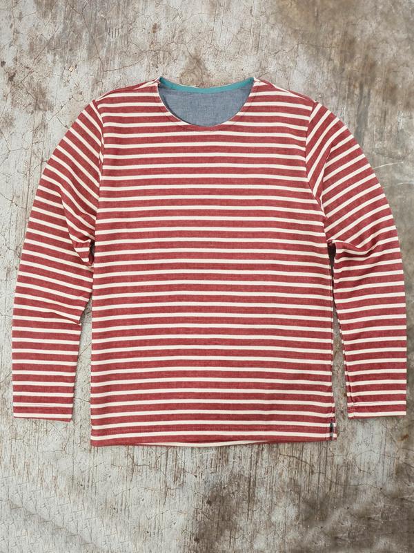 Áo Thun Nam tay Dài NAVY Organic Cotton Stripe With Boat Neck T-shirt - SIZE M