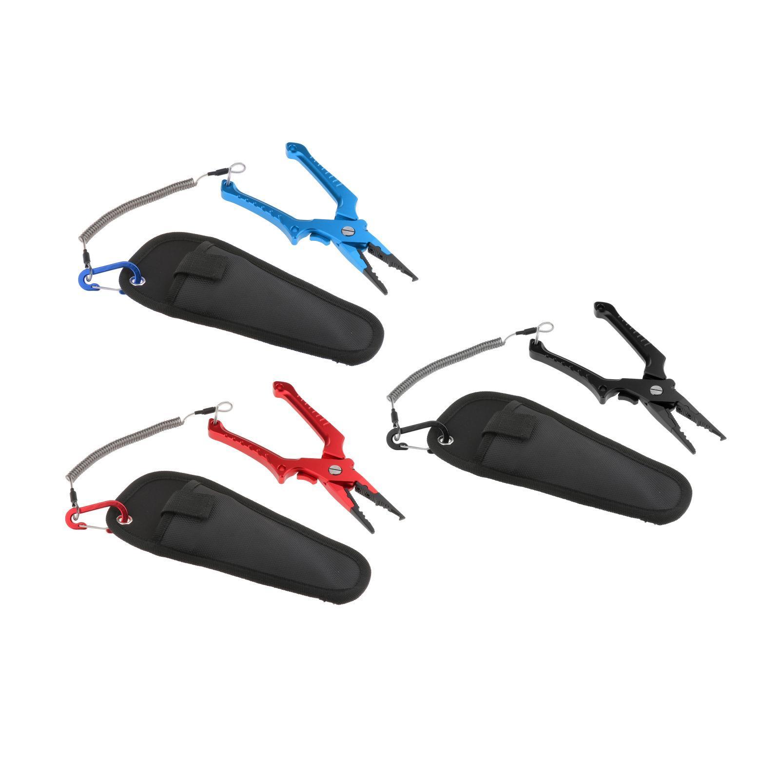 Fishing Pliers Braid Line Cutter Fish Lip Hook Remover with Lanyard Blue