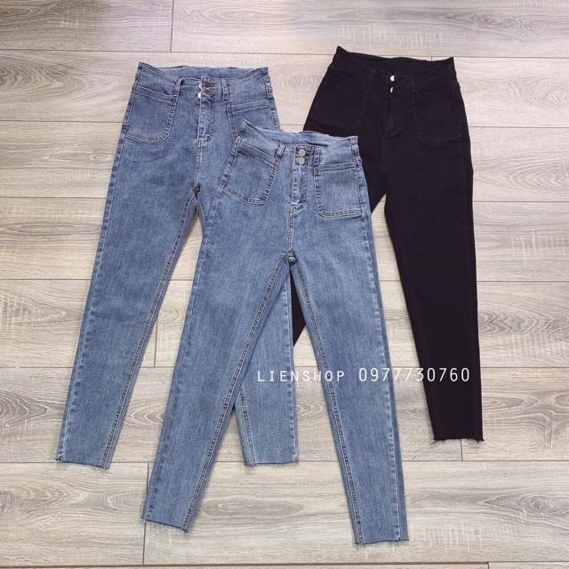 Quần jean skinny cạp cao túi ốp co giãn nữ Q080