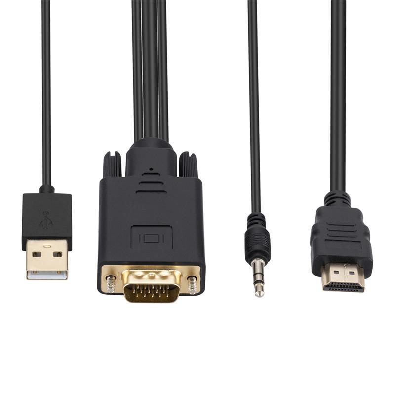 Bộ chuyển đổi VGA sang HDMI phong cách mới nhất với bộ nguồn dây đai âm thanh cáp chuyển vga sang hdmi 1,8 mét máy tính sang TV