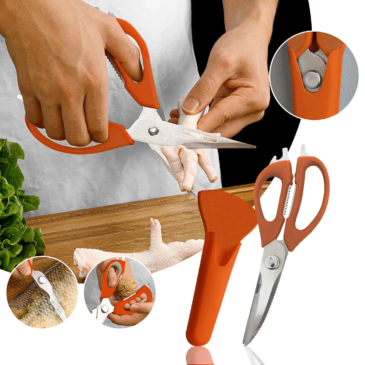 Kéo nhà bếp đa năng Lebenlang LBL1958 inox 304 kèm bao đựng nam châm tiện lợi - hàng chính hãng