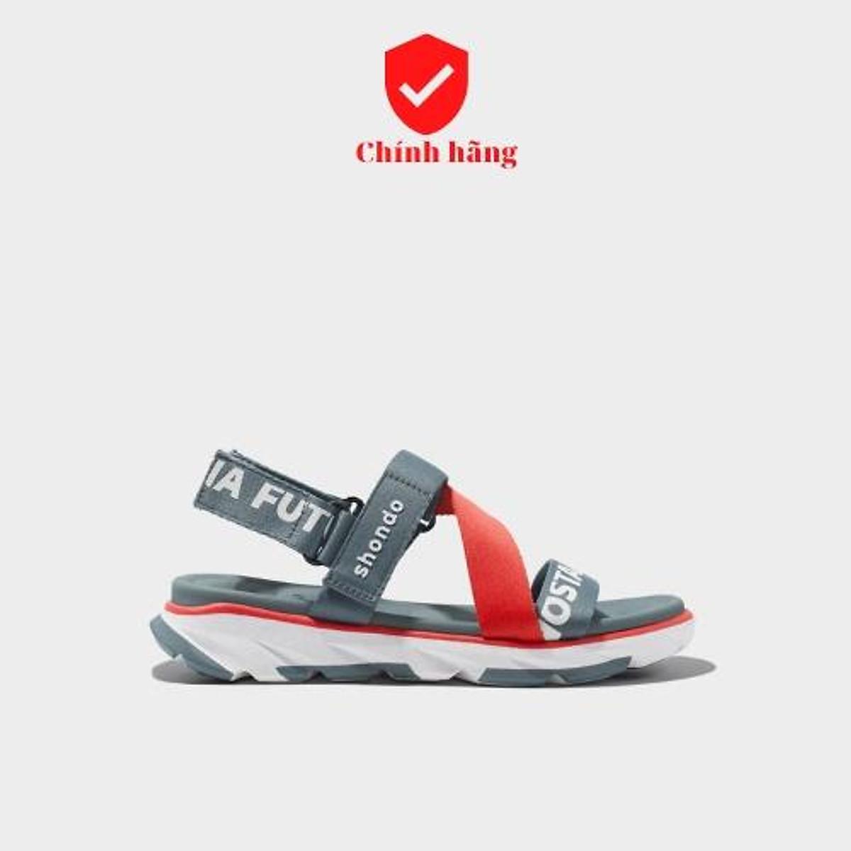 SHONDO Sandal F6 sport future xám đỏ thiết kế giới hạn đế 3CM Nam Nữ