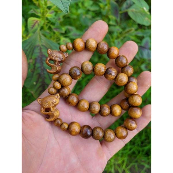 Vòng lắc tay nữ gỗ thơm hạt 8ly 10ly mix charm hồ ly bách màu tự nhiên