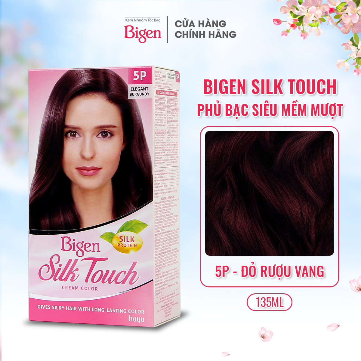 Thuốc Nhuộm Dưỡng Tóc Phủ Bạc Thảo Dược Bigen Silk Touch Thương Hiệu Nhật Bản Sắc Màu Trẻ Trung 80Ml Dạng Kem - Bst 5P - Đỏ Rượu Vang