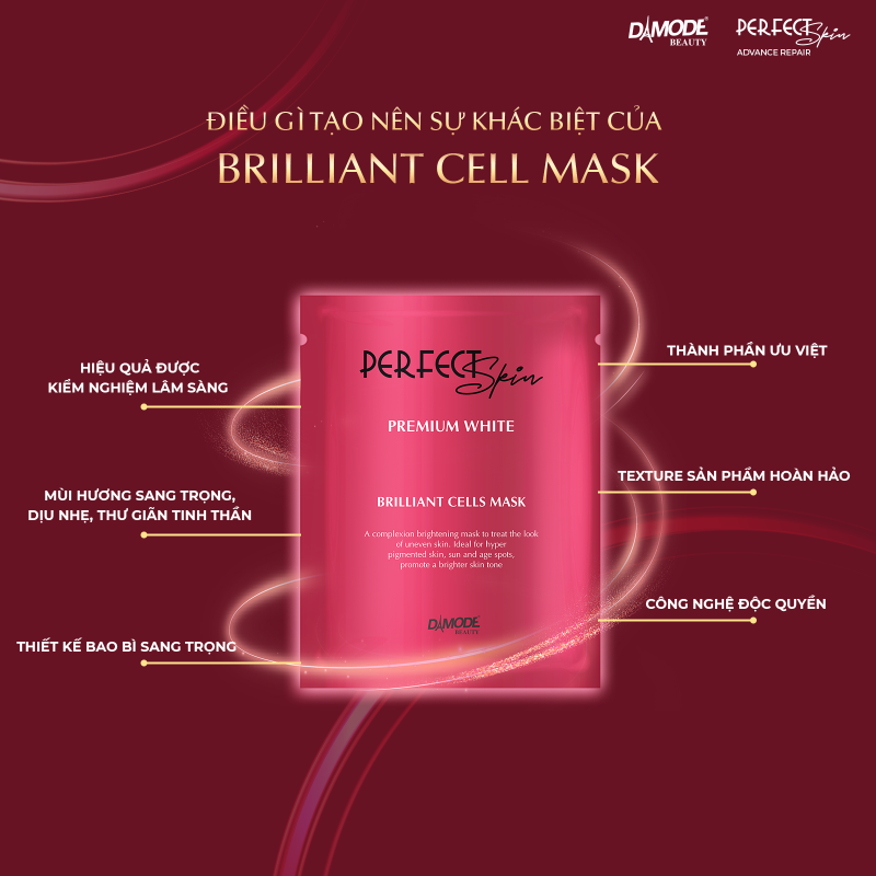 Mặt nạ tinh chất cô đặc cho da mờ da thâm da sạm BRILLIANT CELL MASK DAMODE 8 cái dùng thử