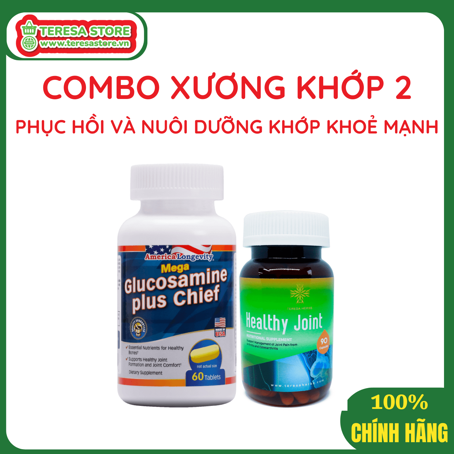 Combo Hỗ Trợ Giảm Đau Xương Khớp, Phục Hồi Sụn Khớp - Nhập Khẩu Chính Hãng Từ Mỹ