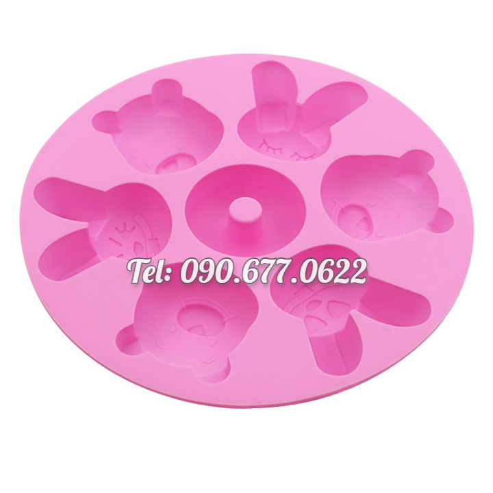 Khuôn silicone làm bánh, rau câu, socola 7 thỏ con, gấu Pooh – Mã số 1417