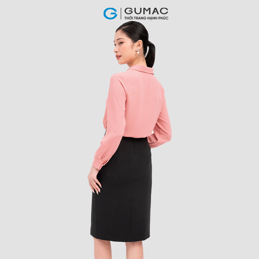 Áo kiểu GUMAC AC11087 phối nút tay dài công sở