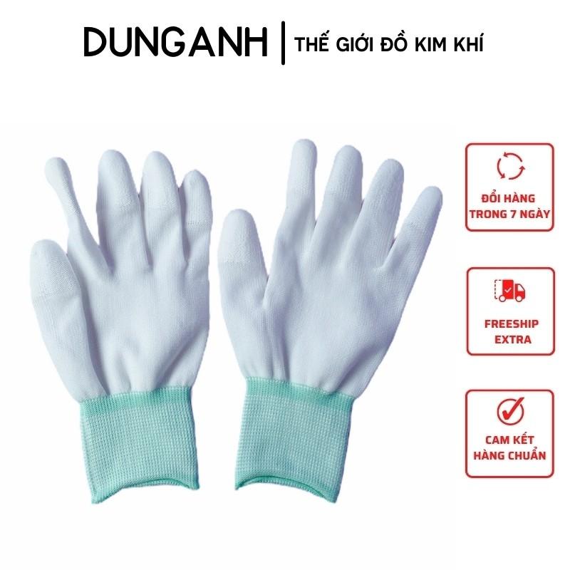Găng tay bảo hộ găng tay phủ PU ngón màu trắng loại mỏng - Kim khí Dung Anh