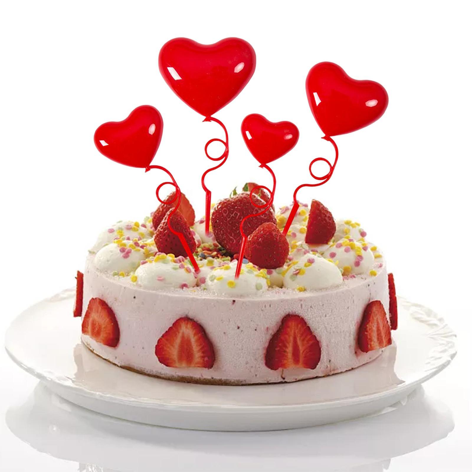 4Pcs Cake Decorations Heart Shape 3D Love Ornaments for Thanksgiving Wedding