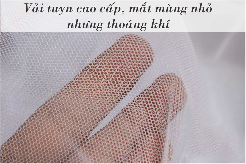 Mùng chụp tự bung đỉnh rộng cao cấp loại 1 (Vải tuyn siêu mịn và lỗ mắt mùng siêu nhỏ, chống muỗi xâm nhập tuyệt đối) - Thương hiệu A