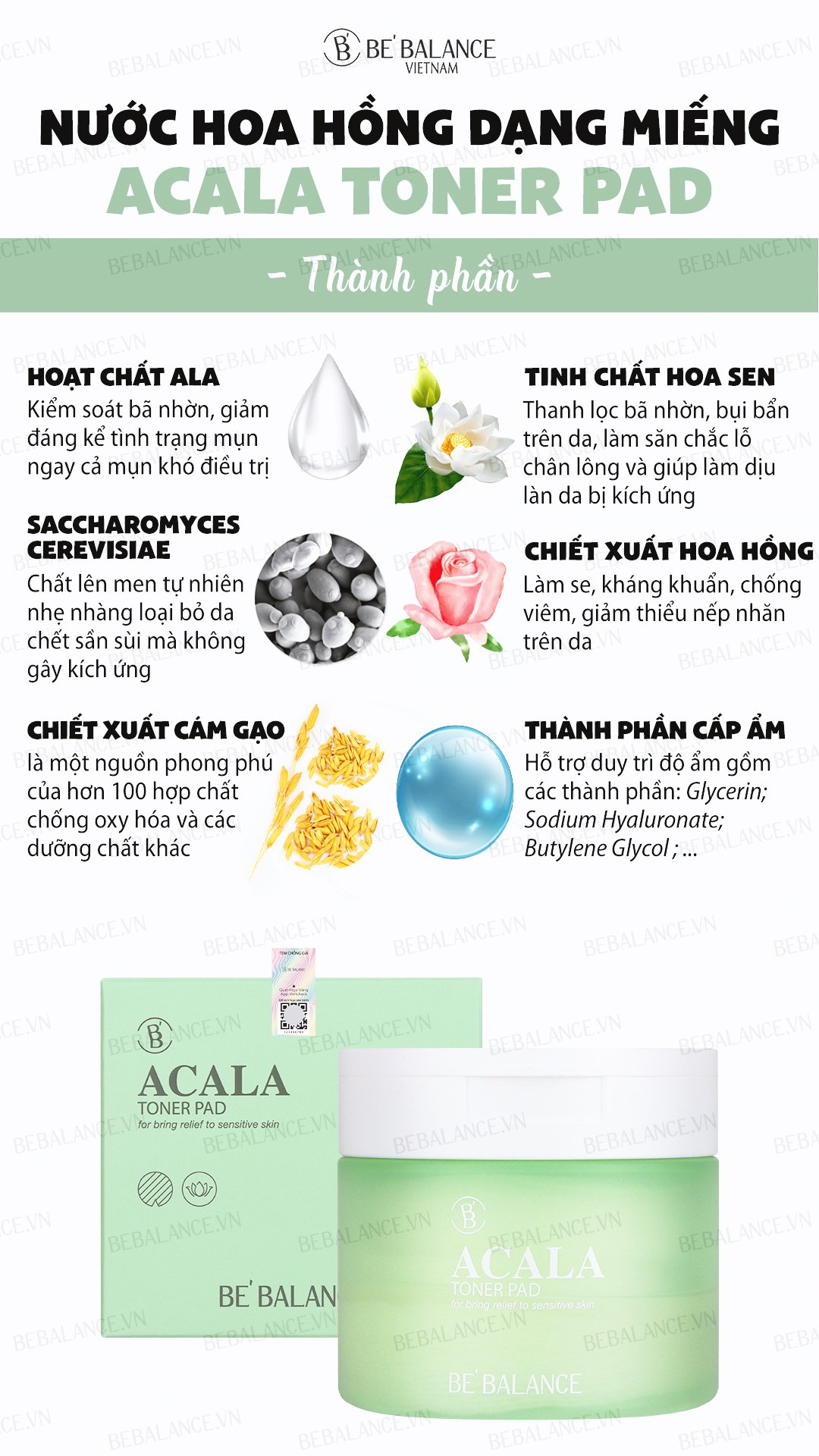 Nước cân bằng da BEBALANCE Acala Toner Pad 150ml