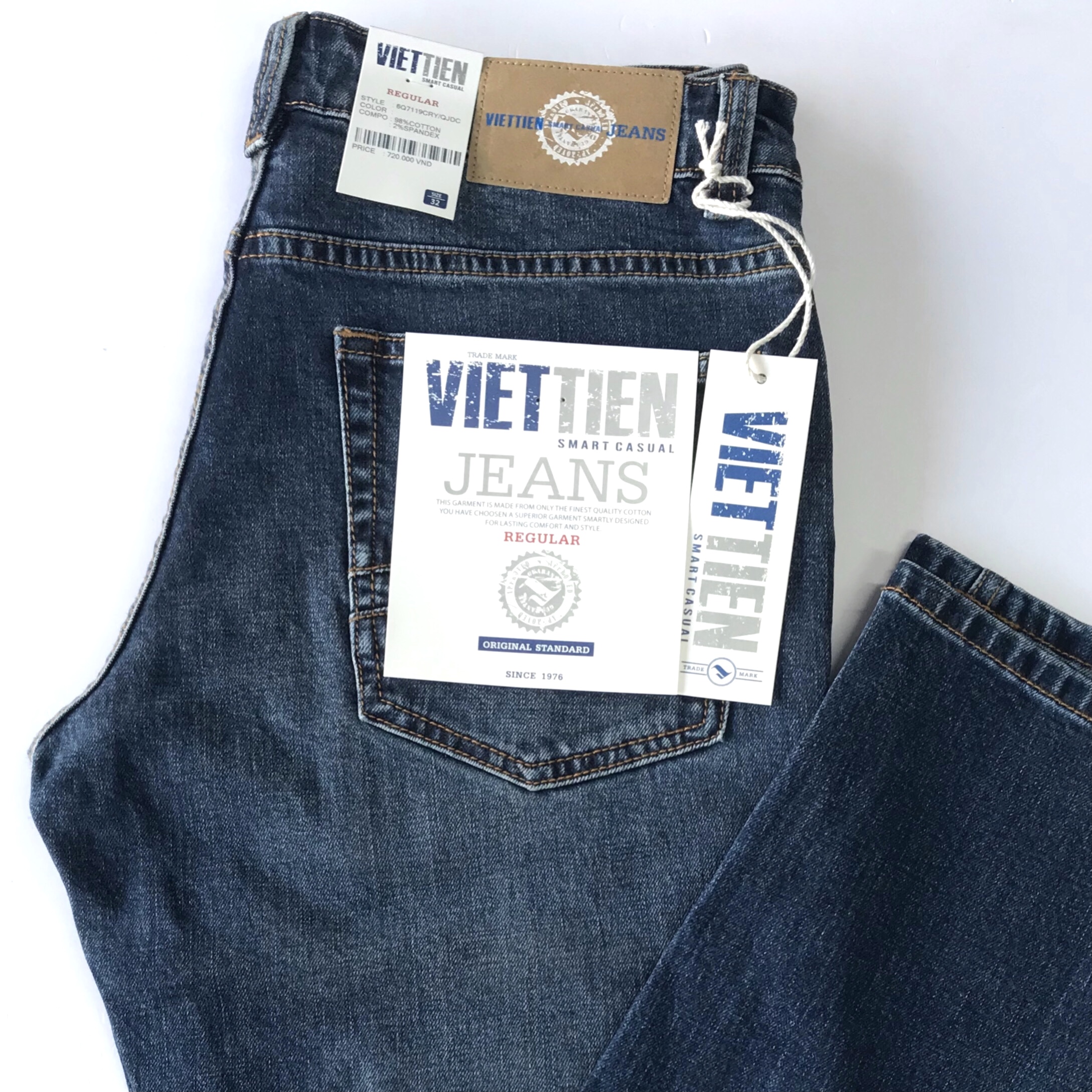 Viettien - Quần jeans nam smart casual regular fit 6Q7119