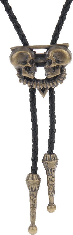 Punk Skeleton Skull Bolo Tie Leather Necktie Necklace Western