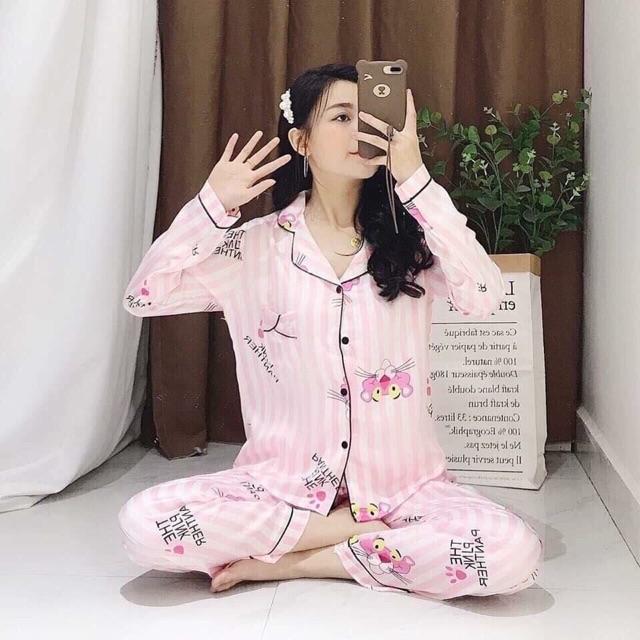 Bộ đồ mặc nhà bộ sau sinh chất lụa satin 55kg trở lại