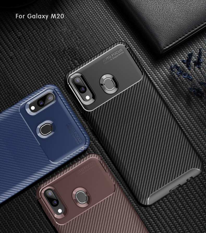 Ốp lưng chống sốc vân carbon màu đen cho Samsung M20 - Hàng nhập khẩu