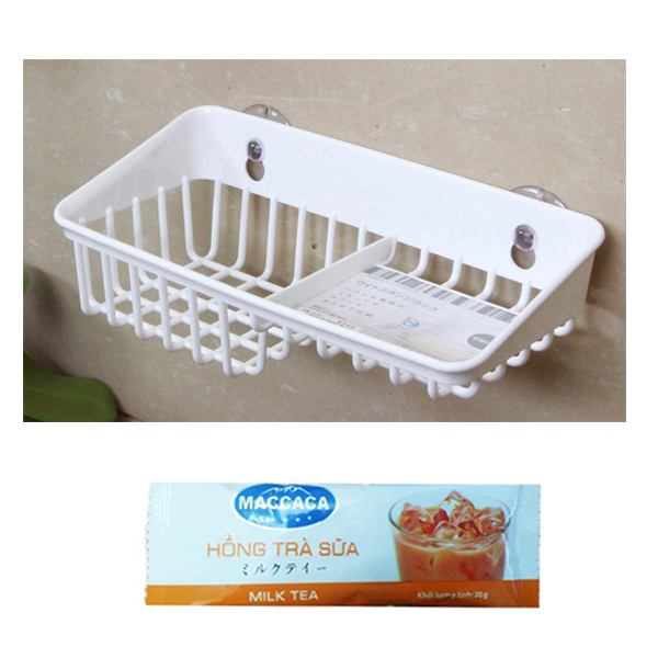 Giá để giẻ rửa bát, xà phòng dán tường siêu chắc Nhật Bản + Tặng hồng trà sữa  Maccaca 20g siêu ngon