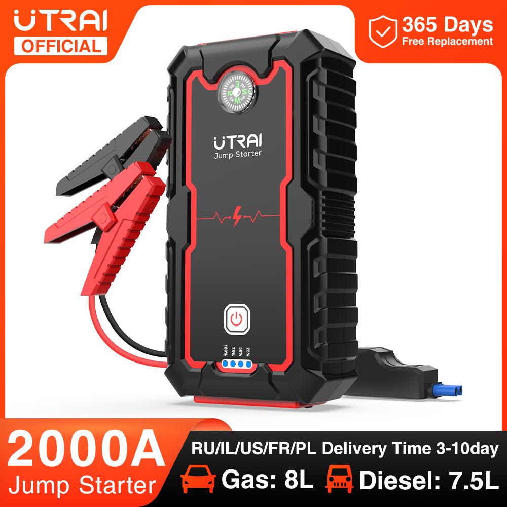 Utrai Power Bank 2000a Jump Starter Bộ sạc di động Booster 12V Khởi động tự động Thiết bị khởi động xe hơi khẩn cấp